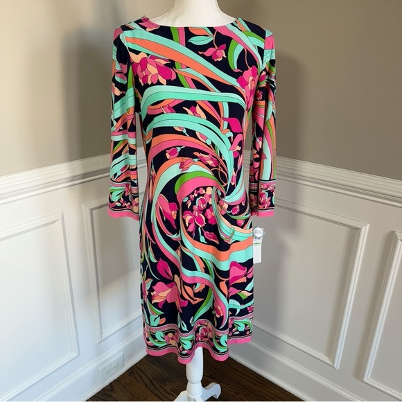 London Times Floral Swirl Shift MIDI  Dress Size 8 - Picture 1 of 8